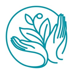 Fototapeta premium Natural organic product, hands holding foliage