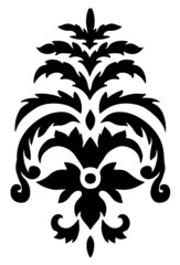 Damask floral ornament, decorative silhouette
