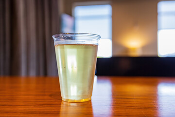 Close shot of a cold white wine
