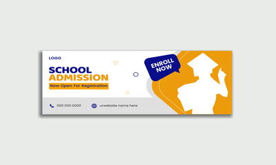School admission Social media cover design template
