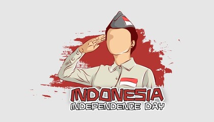 Independence day vector. Men in uniform with red and white symbols are respectful. Vector illustration. Vector mockup.