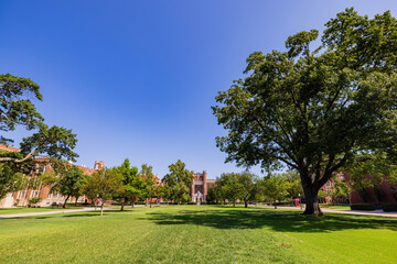 Fototapeta na wymiar Sunny view of the Bizzell Memorial Library of The University of Oklahoma