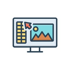 Color illustration icon for editing