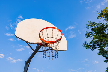 Close up shot of a Basketball court