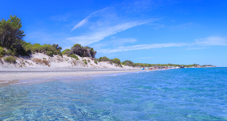The most beautiful sandy beaches of Apulia in Italy: Alimini Beach in Salento coast.