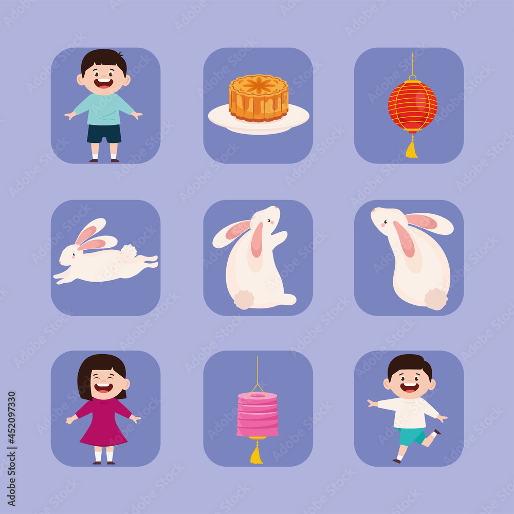 Sticker nine mid autumn icons