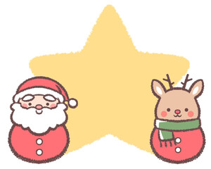 サンタクロースダルマとトナカイダルマの星のフレーム