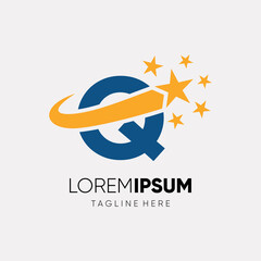 Letter Q Star Logo Design Vector Icon Graphic Illustration 