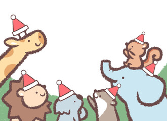 動物たちのクリスマスフレーム