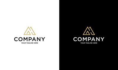 Illustration of clean and modern mountain shape made of GH . sign logo design