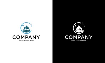 Animal and Pet Logo Designs. Ikon lintas pertolongan pertama Paw. Vector silhouettes of cat and dog on the poster for veterinary shop or clinic. Pets care Logo Symbol design Illustration.