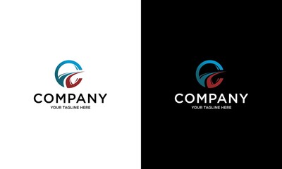 Letter C with street logo. Creative design concept for highway maintenance and construction. Transport and traffic theme.