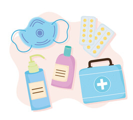 medicine kits five icons