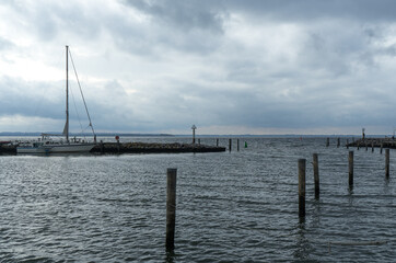 Fototapeta na wymiar Harbor of the village Timmendorf at the isle Poel in germany