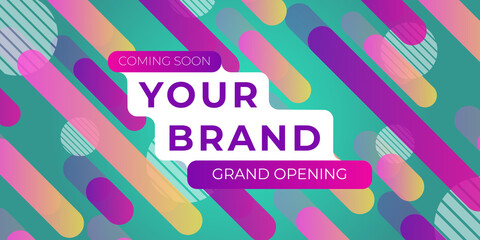 Grand opening vector illustration template. Celebration light background with abstract background. 