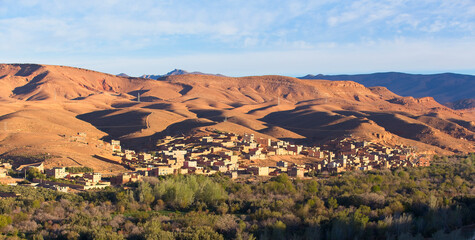 Early morning light over the River Dades at Boumalne Dades, Morocco.