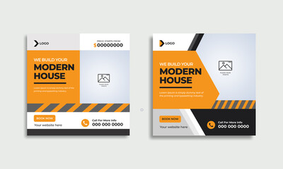 Modern Construction social media post design template