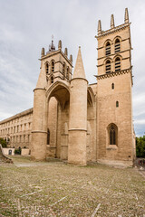 Exterior view of Saint-Pierre Montpellier Cathedral in France. 