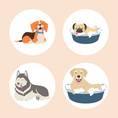 icons with cute dogs