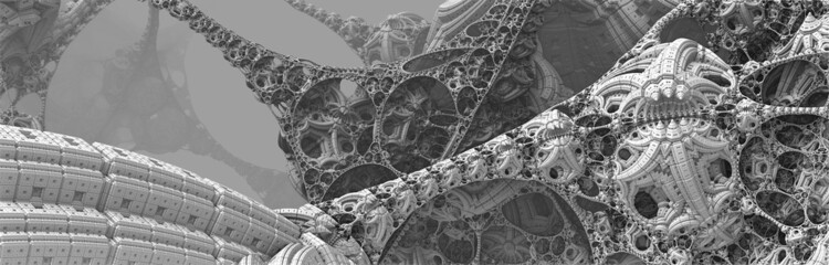Abstract background 3D white fantastic technology structures, shapes, inetersting  banner. 3D render  illustration.