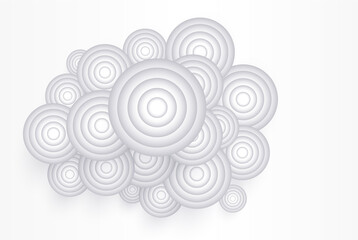 Abstract white background with 3D circles pattern, interesting white grey vector  background illustration.