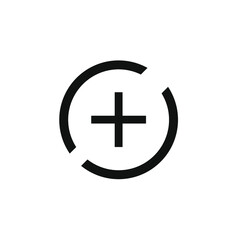 plus sign in the middle of the truncated circle