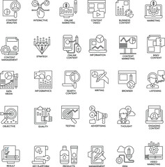 Outline content Marketing flat icon collection set