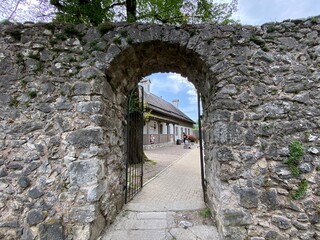 The walls and entrance gate of the Frankopan castle - Ogulin, Croatia (Zidine i ulazna vrata Frankopanskog kaštela - Ogulin, Hrvatska)