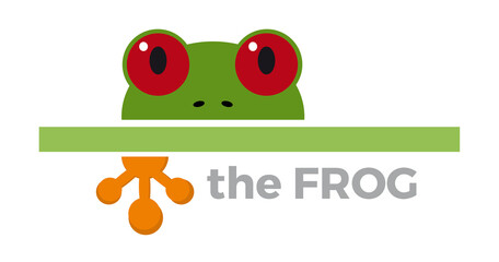 Vector logo of a green frog with orange ramp