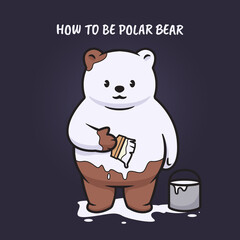 Grizzly painted himself with white color illustration