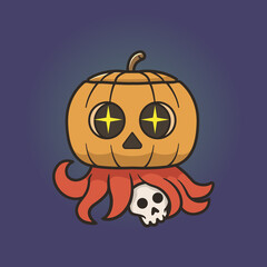 cute character octopus for holiday halloween in cartoon style