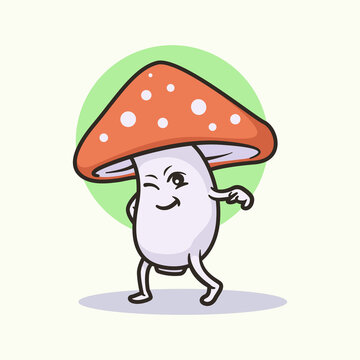 Cute cool mushroom cartoon illustration