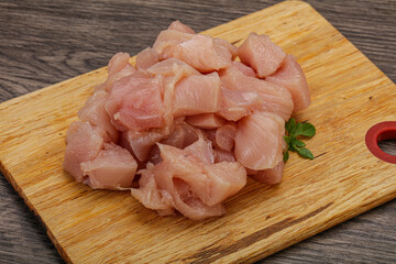 Raw diced chicken for cooking