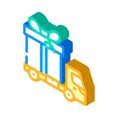 truck carrying gift isometric icon vector. truck carrying gift sign. isolated symbol illustration