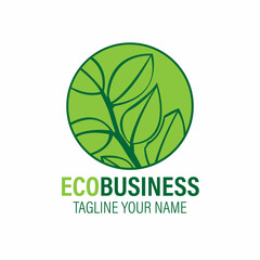 green leaf logo eco business design vector