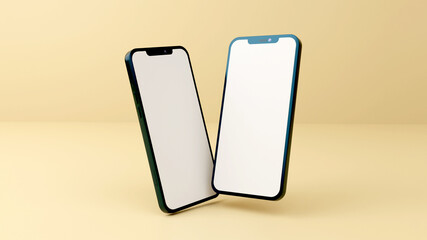 Full screen black smartphone mockup design with mobile app presentation template