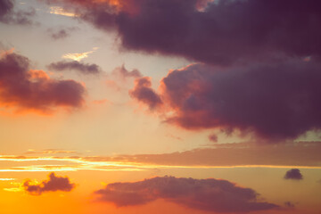 Beautiful light and dreamy clouds at dusk