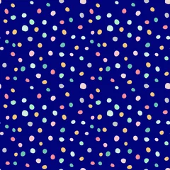 Behang Donkerblauw Boho polka dots op blauwe achtergrond naadloze patroon