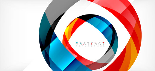 Obraz premium Color circle shapes, minimal geometric background. Trendy dynamic composition. Vector Illustration For Wallpaper, Banner, Background, Landing Page