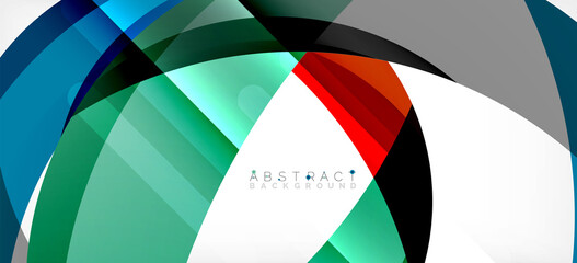 Obraz premium Geometric abstract background. Circle created with overlapping color shapes. Vector Illustration For Wallpaper, Banner, Background, Landing Page