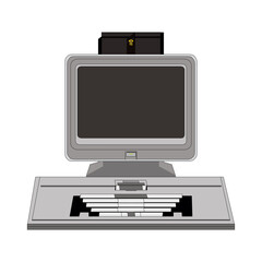 old computer unit with a monitor on a white background in EPS10