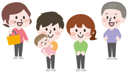 二頭身_家族のイラスト