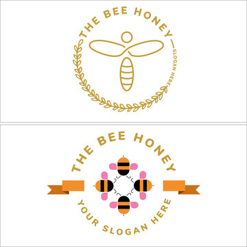 Design logo label bee cute small illustration vector