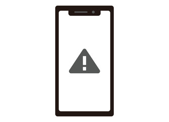 スマートフォン　警告のイメージイラスト　モノクロ　正面