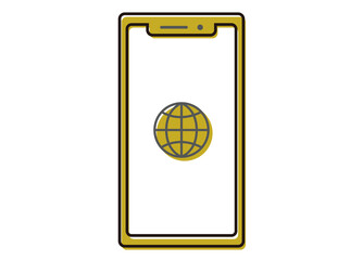 スマートフォン　インターネット接続のイメージイラスト　ラインイラスト　正面