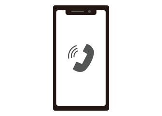 スマートフォン　白黒2カラー　電話着信のイラスト