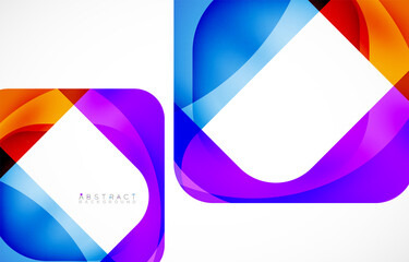 Minimal background. Abstract square shape with round corners created with wavy forms. Vector Illustration For Wallpaper, Banner, Background, Landing Page