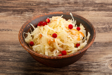 Sauerkraut with cranberry in the bowl