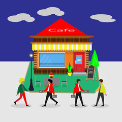 promoting the new cafe illustration design