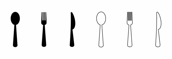 spoon and fork icon set vector sign symbol of restaurant